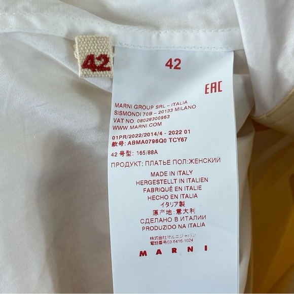 Marni Made in Italy White Tan Buttoned Front Poplin Midi Shirt Dress Sz 6 (42) - Picture 10 of 15